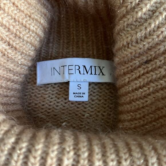 INTERMIX Wool & Mohair Pullover Turtleneck | Peach w/ Sparkly Thread Size Small - Picture 3 of 11